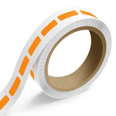 Neon Orange 1/2 x 1 1/2 Inch Roll of Rectangle Labels - Bright Adhesive