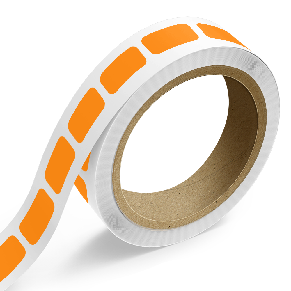 Neon Orange 1/2 x 1 Inch Roll of Rectangle Labels - Bright Adhesive