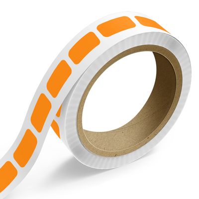 Neon Orange 1/2 x 1 Inch Roll of Rectangle Labels - Bright Adhesive