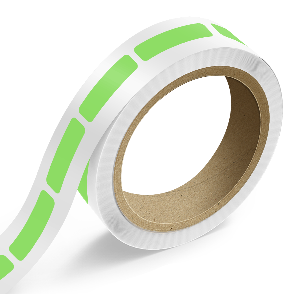 Neon Green 1/2 x 2 Inch Roll of Rectangle Labels - Bright Adhesive