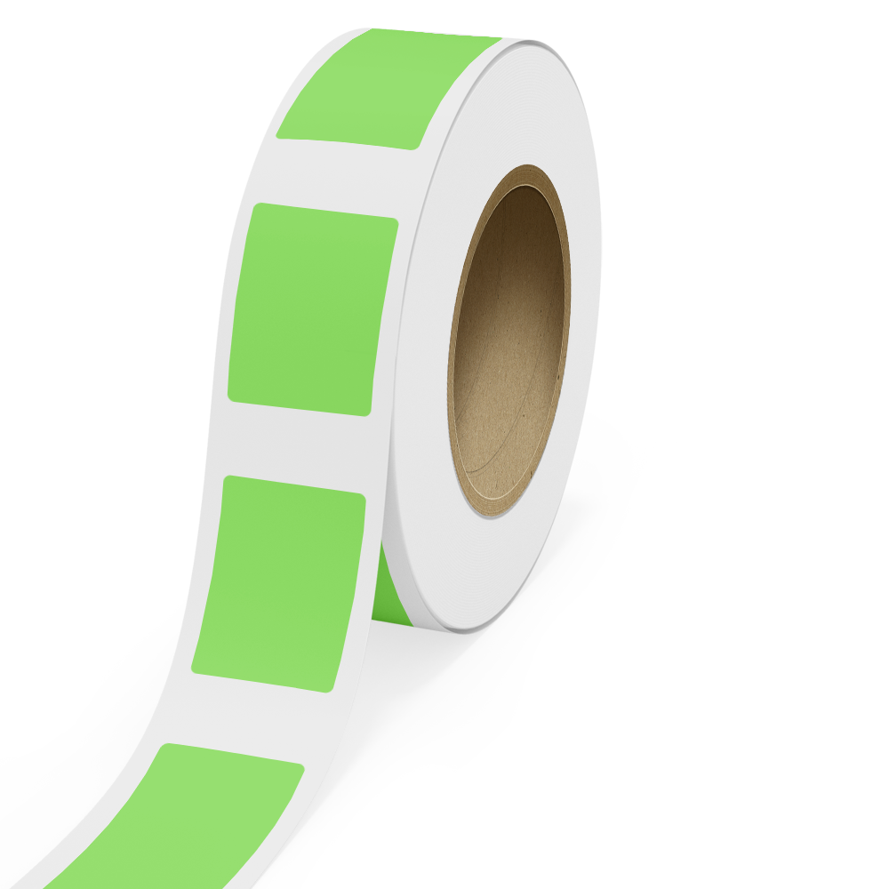 Neon Green 2 1/2 x 3 1/2 Inch Roll of Rectangle Labels - Bright Adhesive