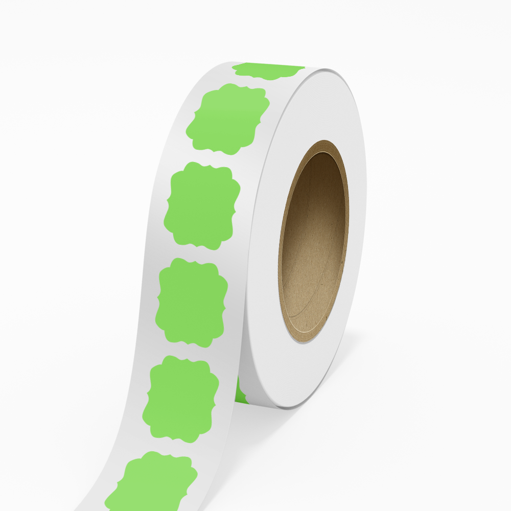 Neon Green 2 1/2 x 3 Inch Roll of Vintage Frame Shaped Labels - Crafting Wedding Shower Even Frame Bright Adhesive