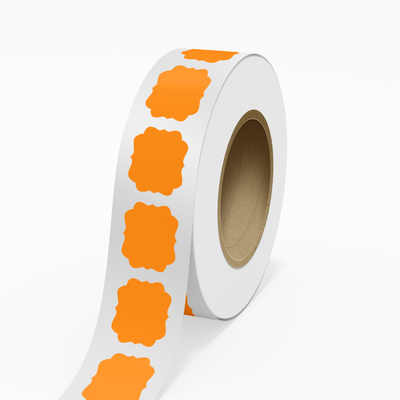 Neon Orange 2 1/2 x 3 Inch Roll of Vintage Frame Shaped Labels - Crafting Wedding Shower Even Frame Bright Adhesive
