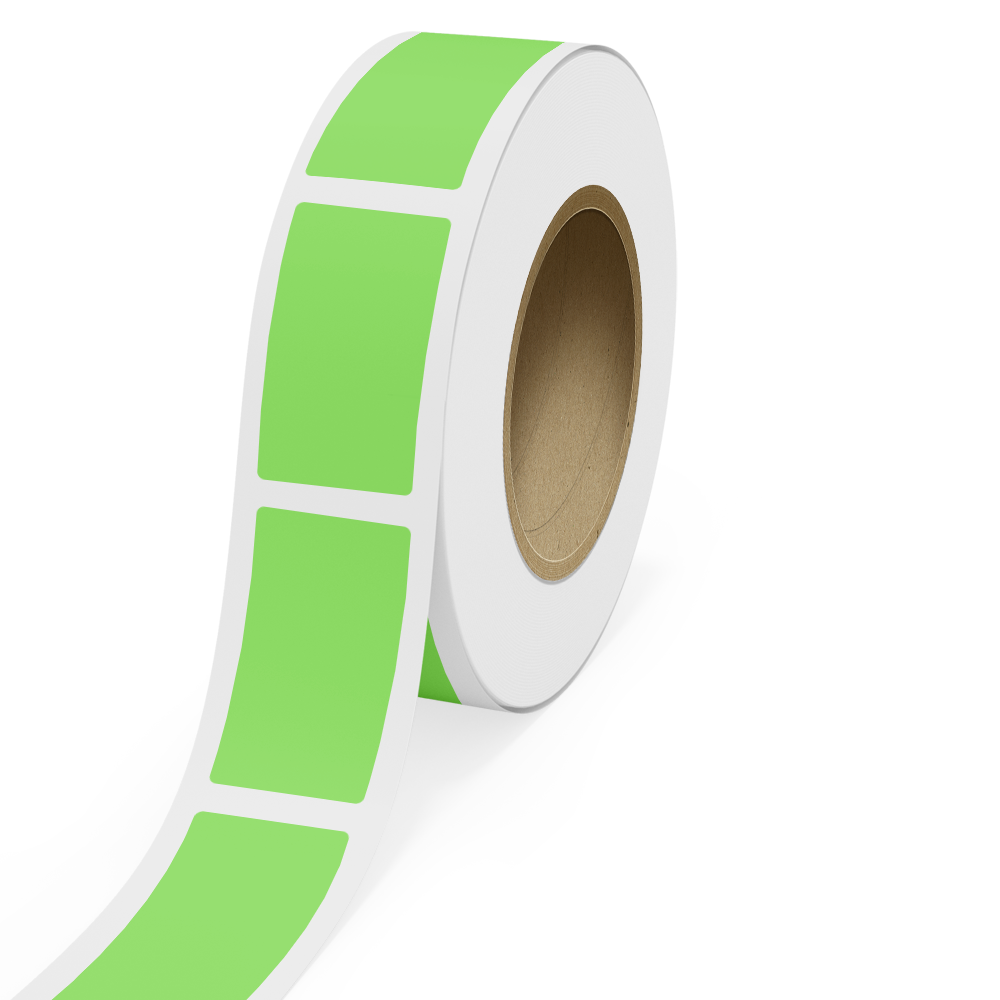 Neon Green 2 1/2 x 4 1/2 Inch Roll of Rectangle Labels - Bright Adhesive