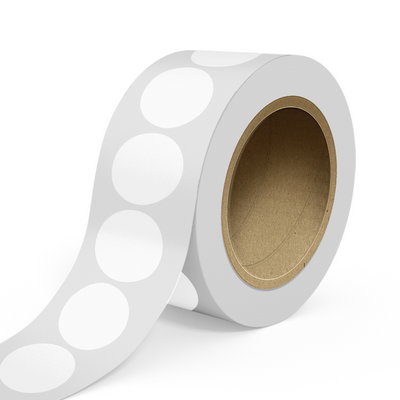 Clear 2 1/2 Inch Roll of Circular Round Labels - Tear Resistant with High Gloss Film Layer