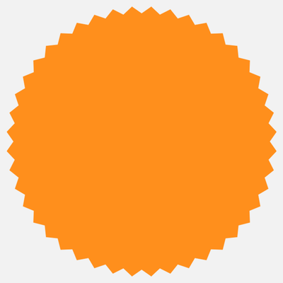 Neon Orange 2 1/4 Inch Roll of Burst Shaped Labels - Sales Certificate Bright Adhesive