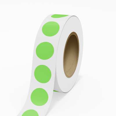Neon Green 2 1/4 Inch Roll of Circular Round Labels - Bright Adhesive