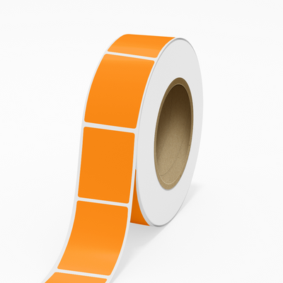 Neon Orange 2 15/16 x 4 Inch Roll of Rectangle Labels - Bright Adhesive