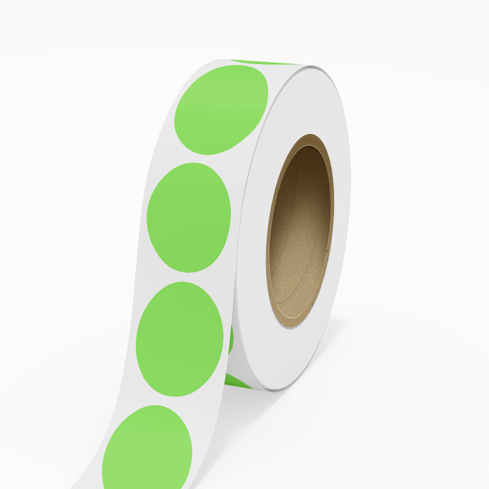 Neon Green 2 7/8 x 3 3/4 Inch Roll of Oval Labels - Bright Adhesive