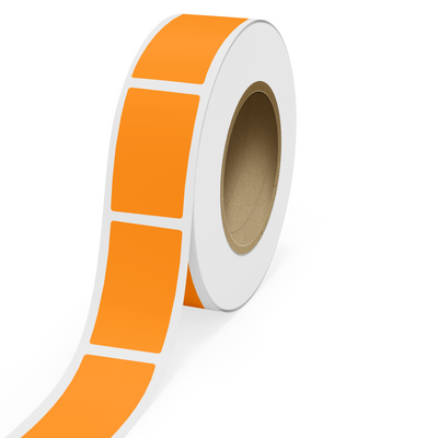 Neon Orange 2 7/8 x 5 Inch Roll of Rectangle Labels - Bright Adhesive
