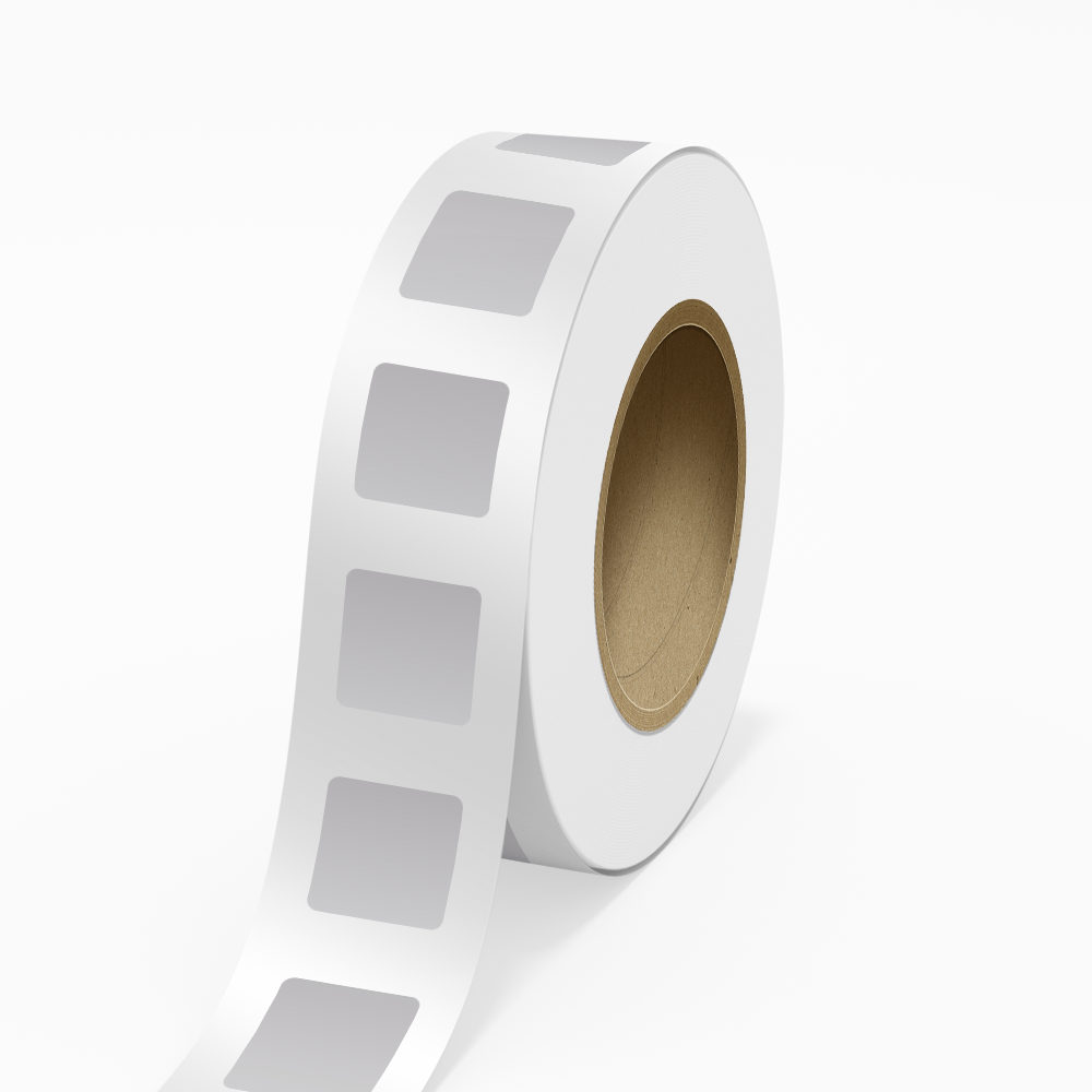 Silver Foil 2 x 2 Inch Roll of Square Labels - Durable Metallic
