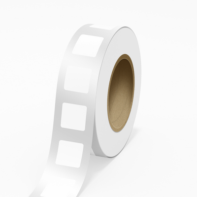 White 2 x 2 Inch Roll of Square Outdoor Labels - Weather Resistant with Easy Peel