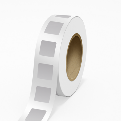 Silver 2 x 2 Inch Roll of Square Outdoor Labels - Weather Resistant
