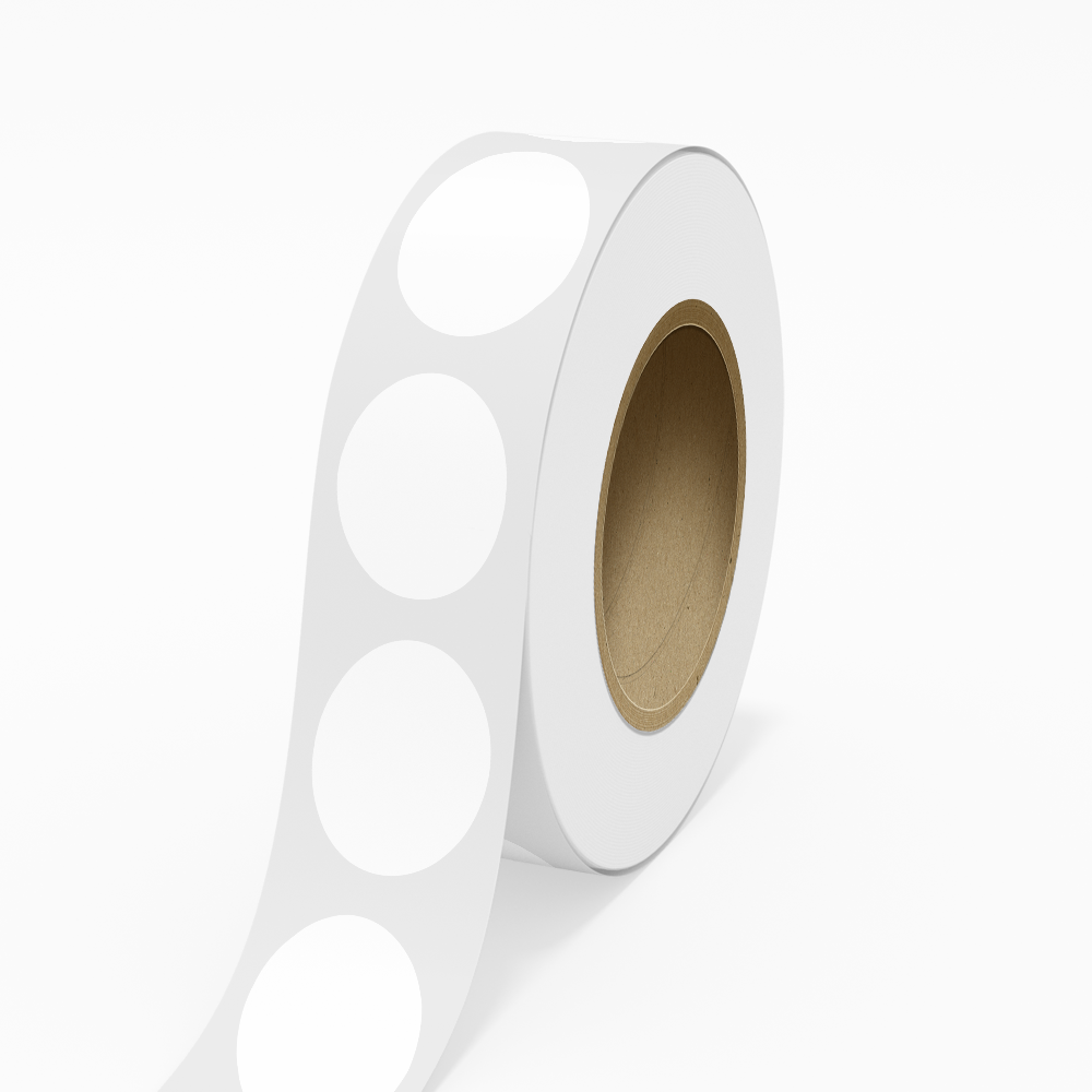 White 2 x 3 Inch Roll of Oval Outdoor Weather Labels - Resistant with Easy Peel