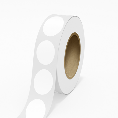 White 2 x 3 Inch Roll of Oval Labels - Tear Resistant with High Gloss Film Layer