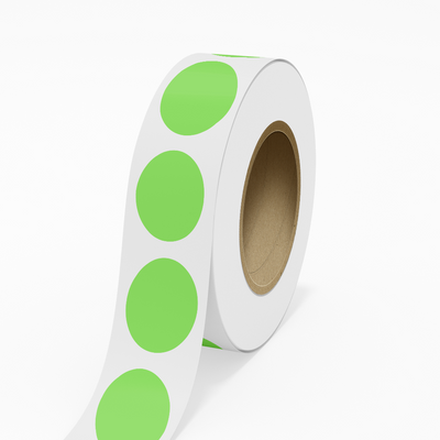 Neon Green 2 x 3 Inch Roll of Oval Labels - Bright Adhesive