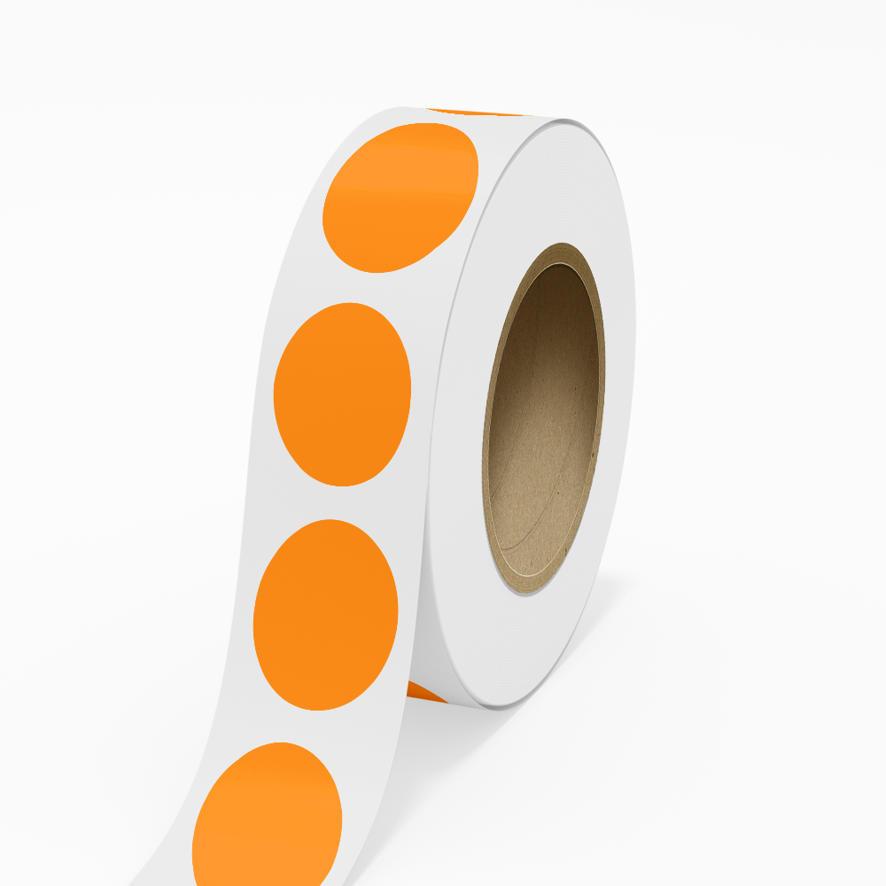 Neon Orange 2 x 3 Inch Roll of Oval Labels - Bright Adhesive