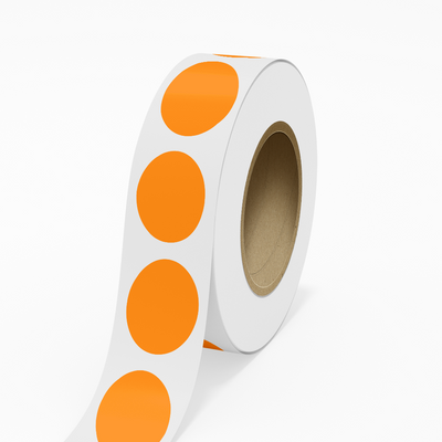 Neon Orange 2 x 3 Inch Roll of Oval Labels - Bright Adhesive
