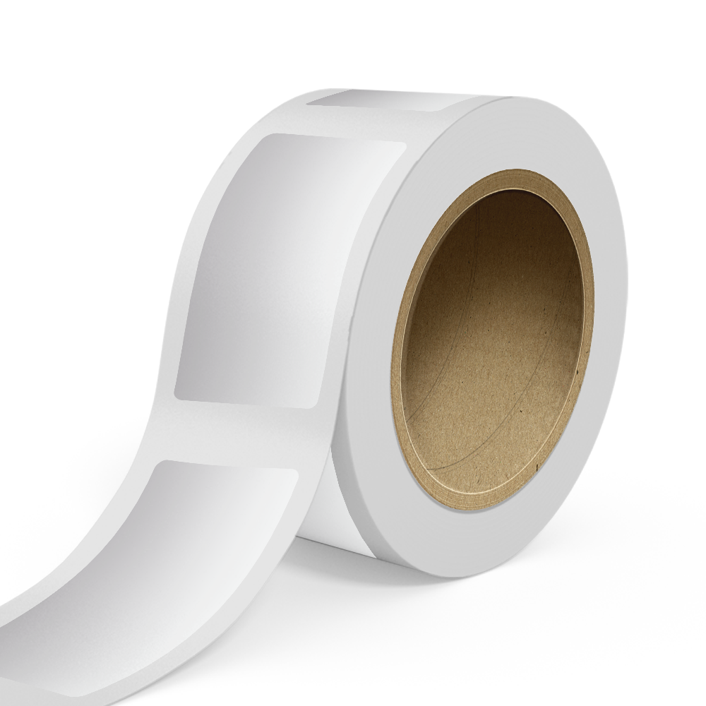 Silver Foil 2 x 4 Inch Roll of Rectangle Labels - Durable Metallic