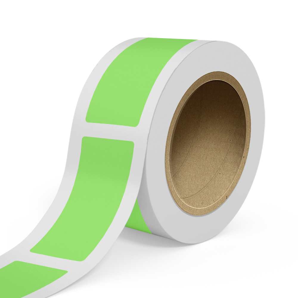 Neon Green 2 x 5 Inch Roll of Rectangle Labels - Bright Adhesive