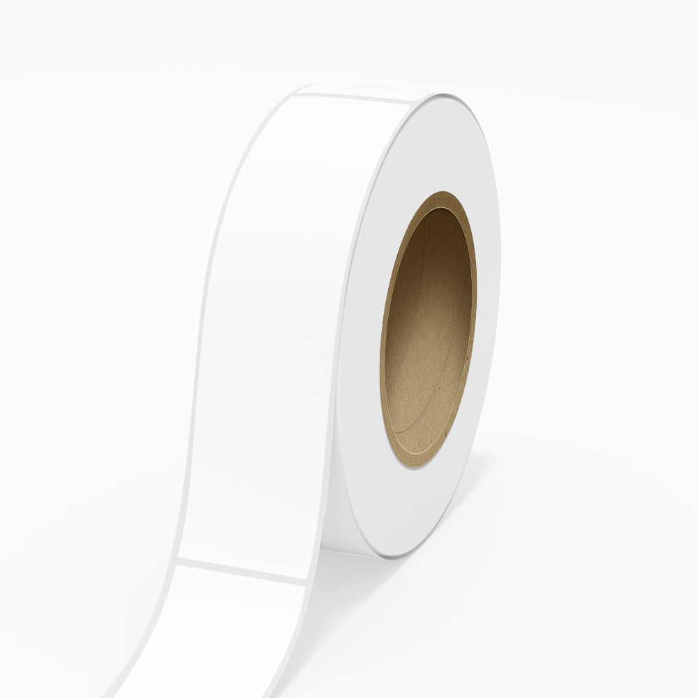 White 2 x 8 Inch Roll of Rectangle Labels - Water Beverage Bottle Tear Resistant with High Gloss Film Layer