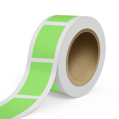 Neon Green 3 1/4 x 5 Inch Roll of Rectangle Labels - Bright Adhesive