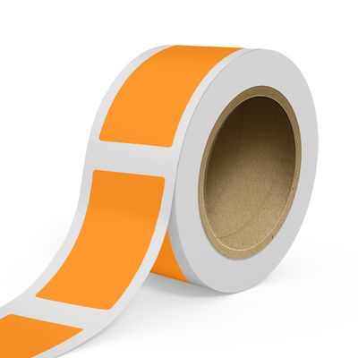 Neon Orange 3 x 5 1/2 Inch Roll of Rectangle Labels - Bright Adhesive