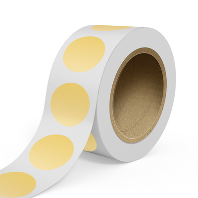 Gold Foil 3 Inch Roll of Circular Round Labels - Durable with Metallic Finish