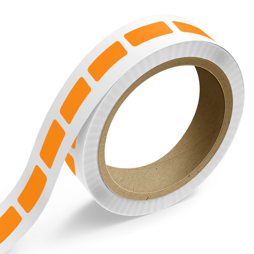 Neon Orange 3/4 x 1 3/4 Inch Roll of Rectangle Labels - Bright Adhesive