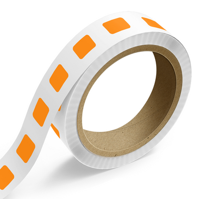 Neon Orange 3/4 x 1 Inch Roll of Rectangle Labels - Bright Adhesive