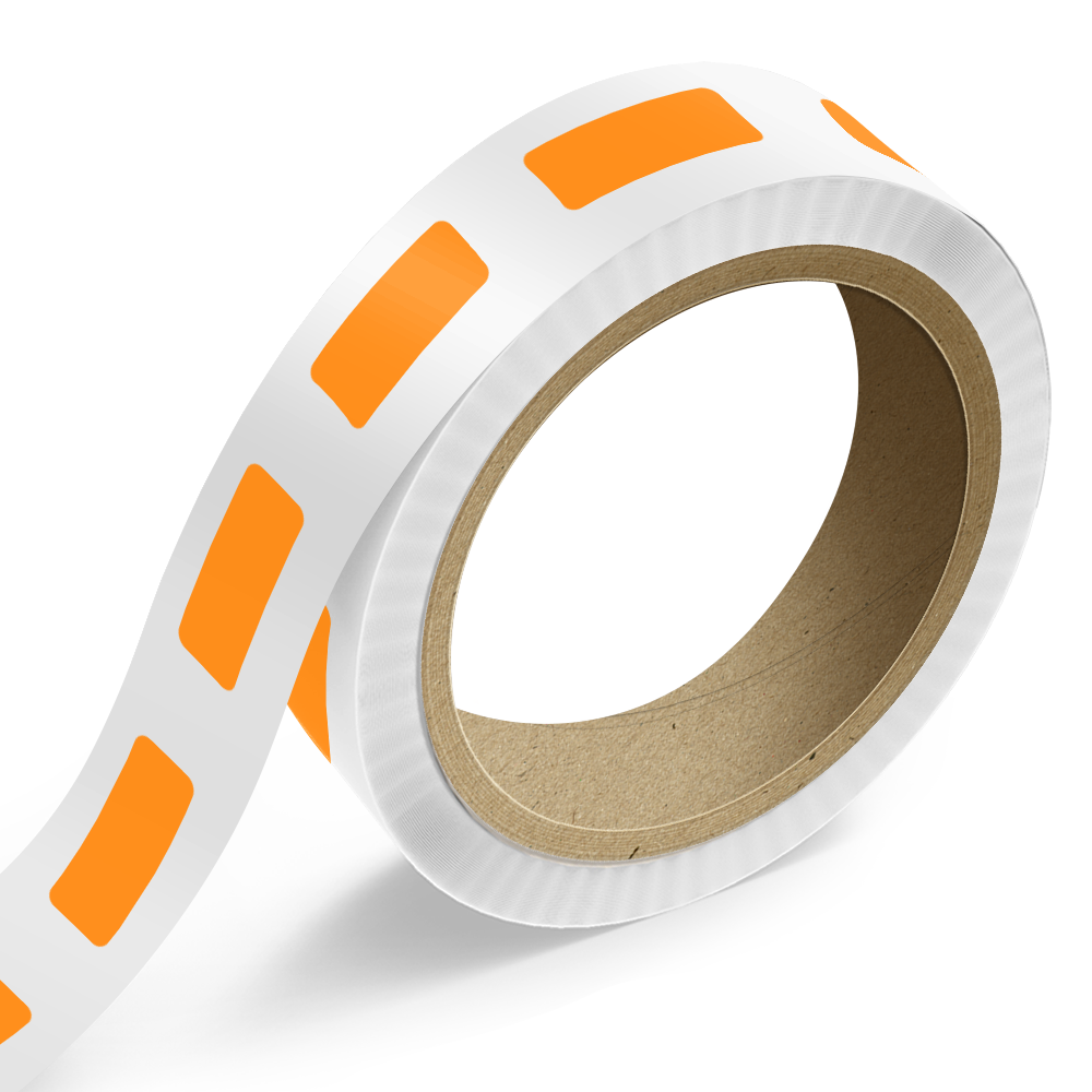 Neon Orange 3/4 x 2 Inch Roll of Rectangle Labels - Bright Adhesive