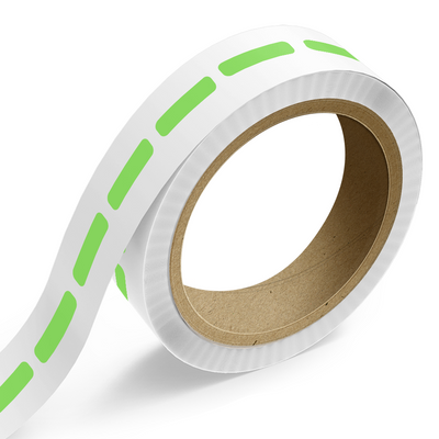 Neon Green 3/8 x 1 1/2 Inch Roll of Rectangle Labels - Bright Adhesive