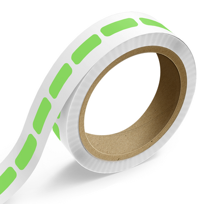 Neon Green 3/8 x 1 Inch Roll of Rectangle Labels - Bright Adhesive