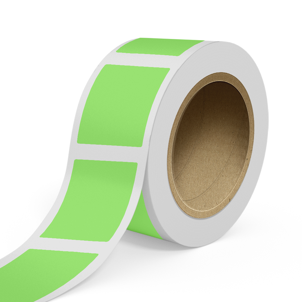 Neon Green 4 x 5 Inch Roll of Rectangle Labels - Bright Adhesive