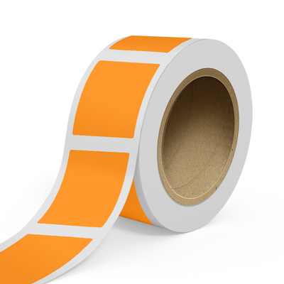 Neon Orange 4 x 5 Inch Roll of Rectangle Labels - Bright Adhesive