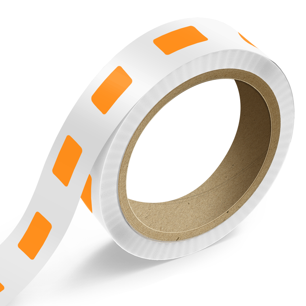 Neon Orange 7/8 x 1 3/4 Inch Roll of Rectangle Labels - Bright Adhesive