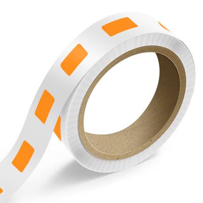 Neon Orange 7/8 x 1 3/4 Inch Roll of Rectangle Labels - Bright Adhesive