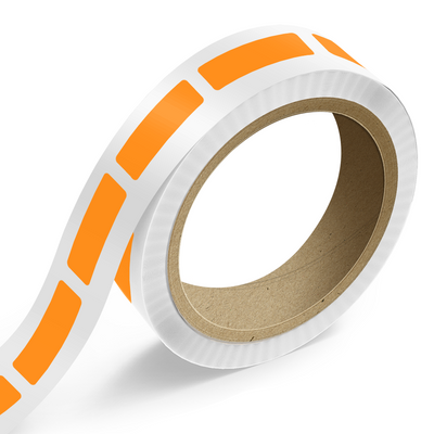 Neon Orange 7/8 x 3 Inch Roll of Rectangle Labels - Bright Adhesive