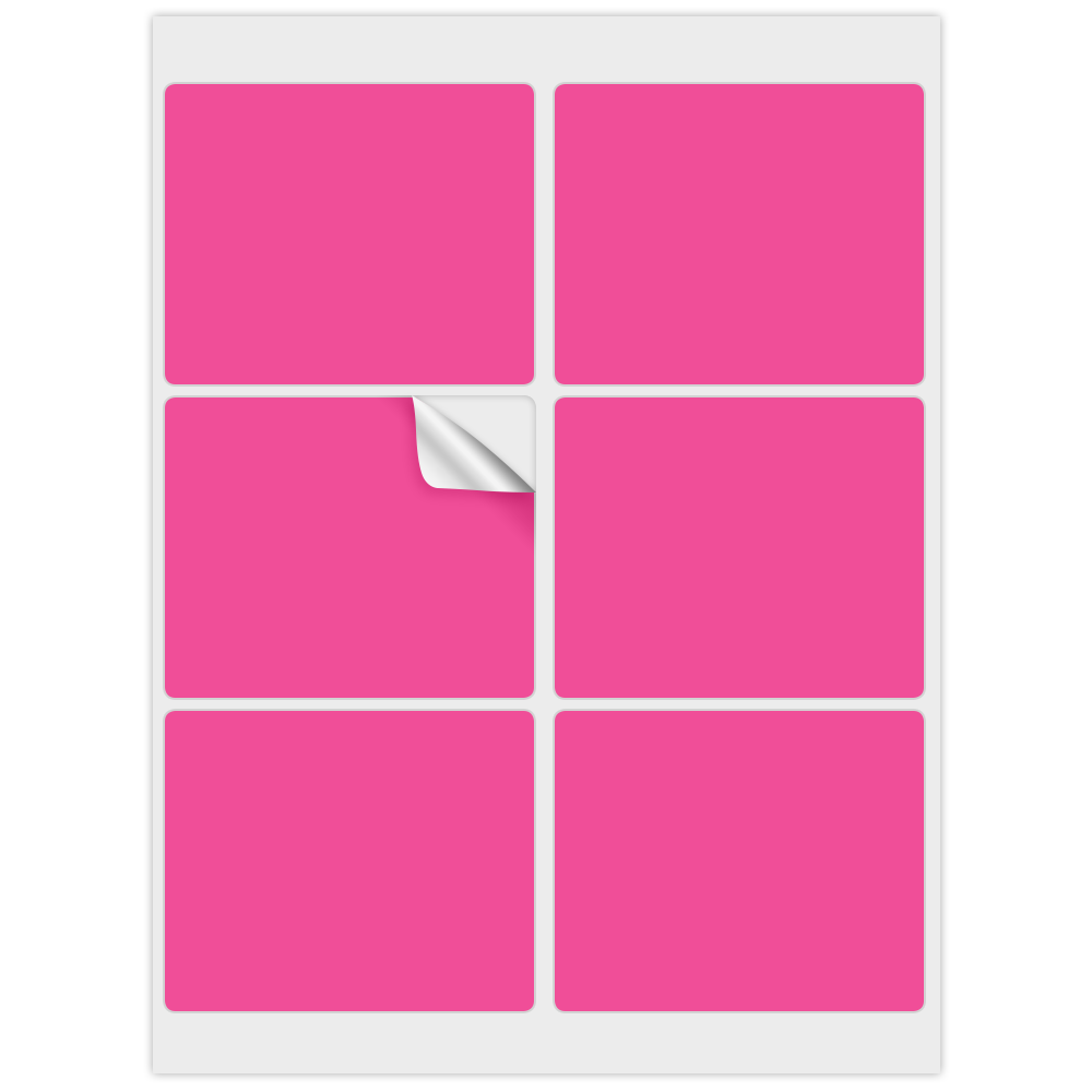Neon Pink 3 1/4 x 4 Inch Rectangle Shipping Labels (6 Labels per Sheet)