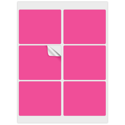 Neon Pink 3 1/4 x 4 Inch Rectangle Shipping Labels (6 Labels per Sheet)