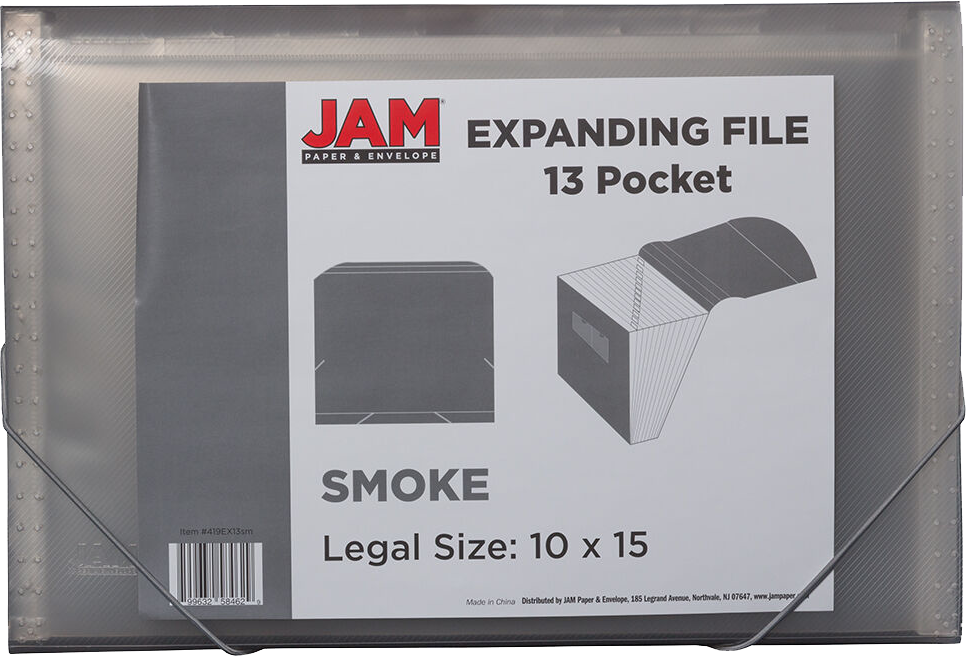 Smoke Gray Legal Size 13 Pocket Expanding Files (10 x 15)