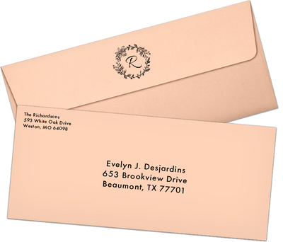 Blush Pink 32lb #10 Square Flap Envelopes (4 1/8 x 9 1/2) with Peel & Seal