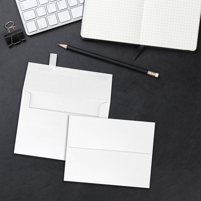 Crystal White Metallic 32lb A4 Invitation Envelopes (4 1/4 x 6 1/4) with Peel & Seal