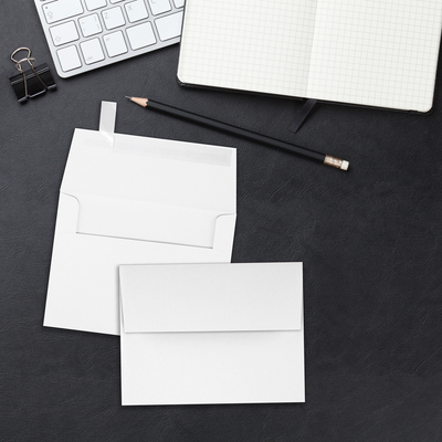 White 24lb A6 Invitation Envelopes (4 3/4 x 6 1/2) with Peel & Seal