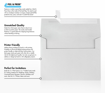 Pastel Gray 32lb A7 Invitation Envelopes (5 1/4 x 7 1/4) with Peel & Seal