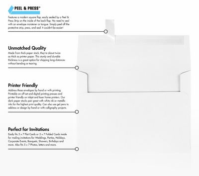 White Recycled 32lb A7 Invitation Envelopes (5 1/4 x 7 1/4) with Peel & Seal