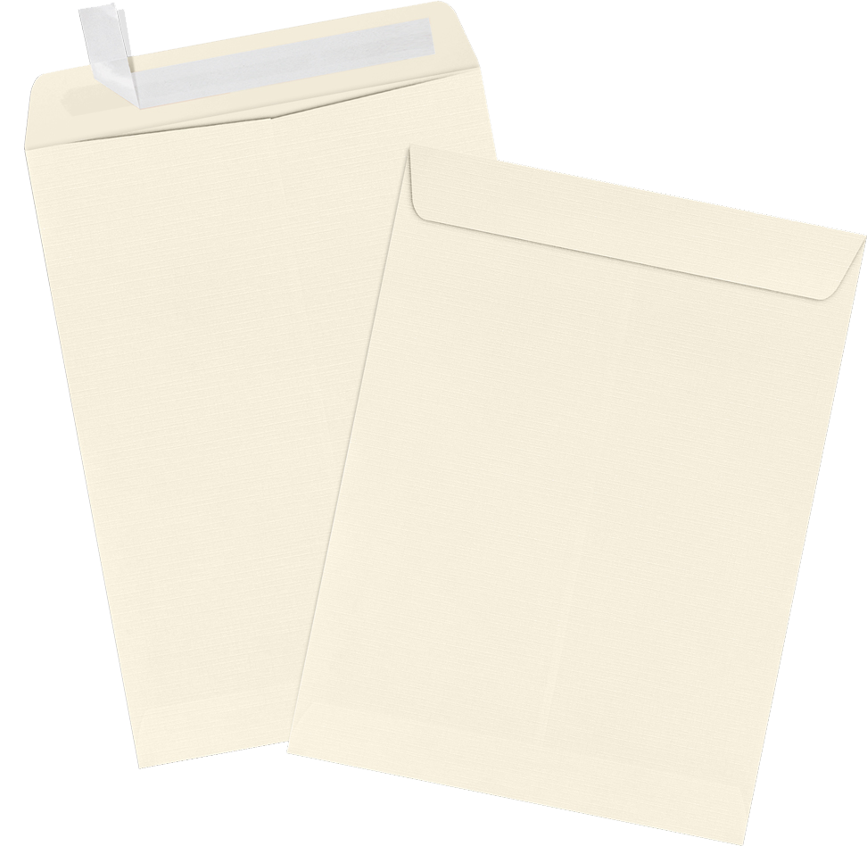 Natural Linen 32lb 9 x 12 Open End Envelopes with Peel & Seal