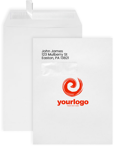 9 x 12 Open End Window Envelopes with Peel & Seal - White 28lb