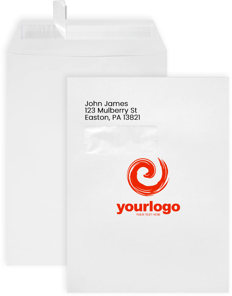 9 x 12 Open End Window Envelopes with Peel & Seal - White 28lb