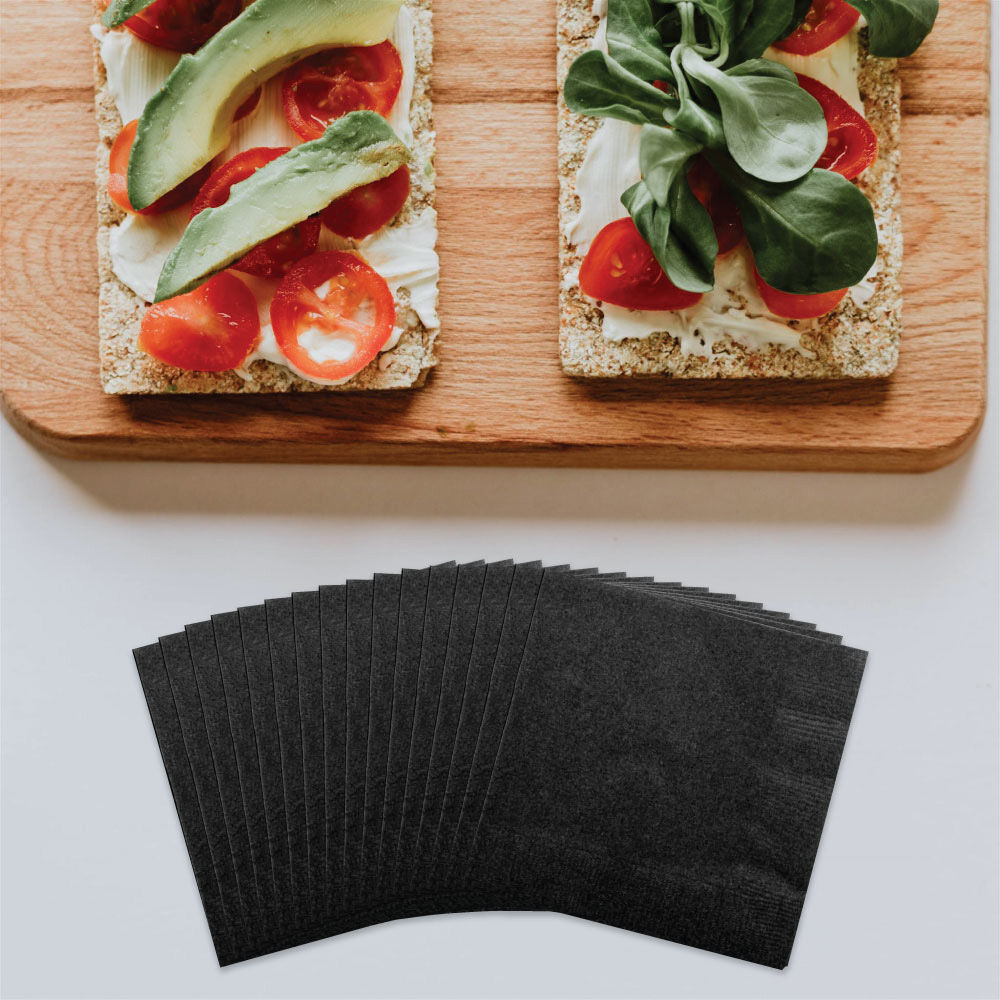 Black 5 x 5 3-Ply Beverage Napkins